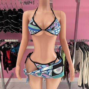 Emilio Pucci Blue and Pink Bikini Bottom